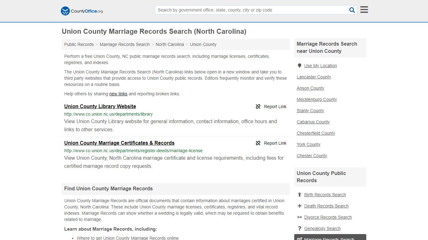 Marriage Records Search - Union County, NC (Marriage Licenses ...