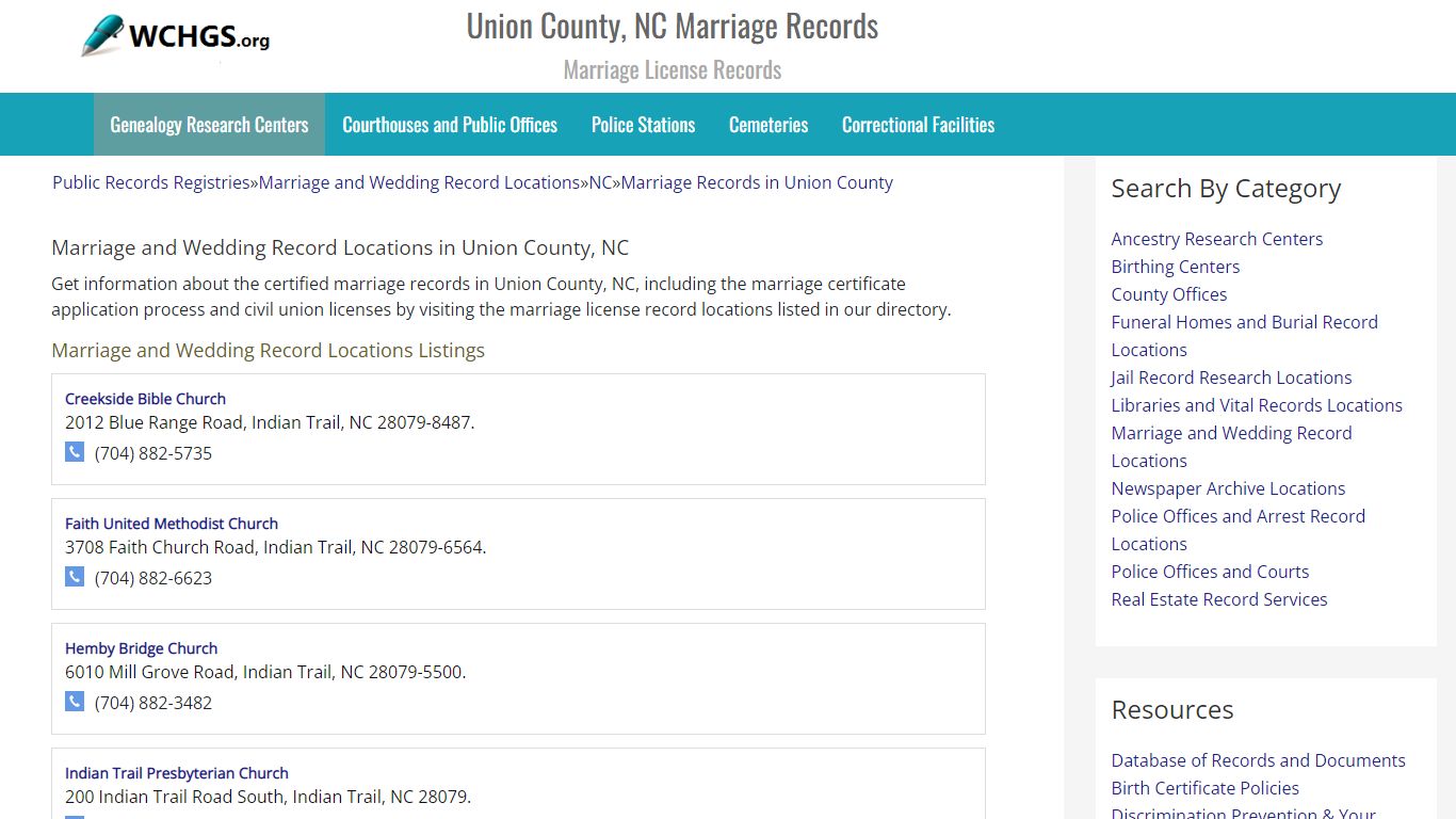Union County, NC Marriage Records - Marriage License Records